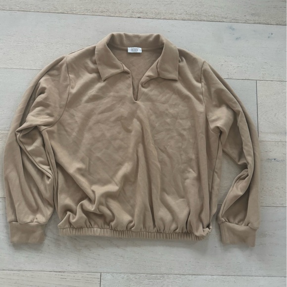 AYR The Courtside Tan Long Sleeve Polo Shirt Biscuit, S - Picture 4 of 8